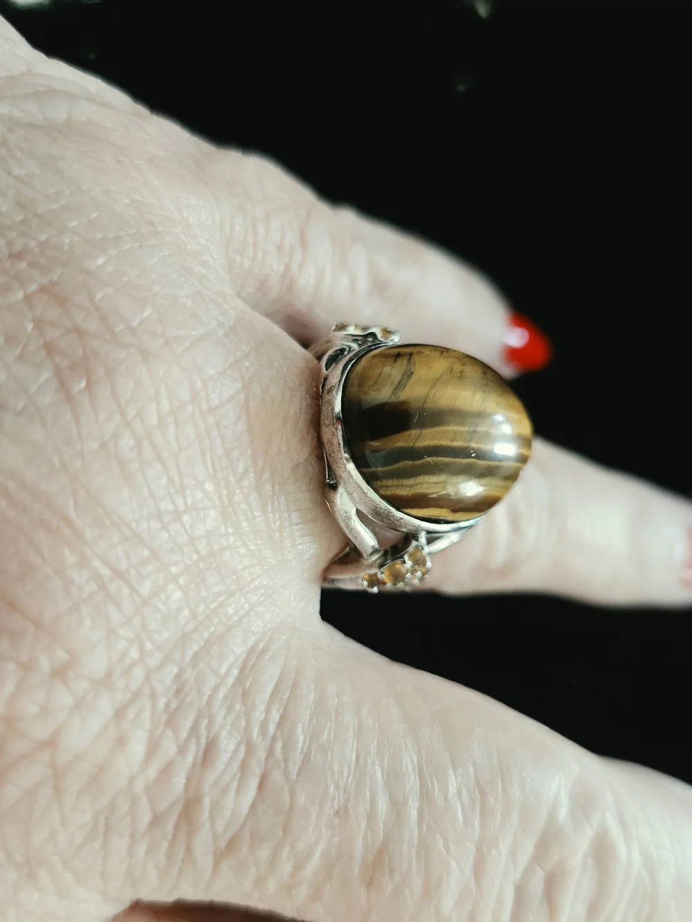 Sterling Silver Tiger's Eye Statement Ring - Brown Gemstone